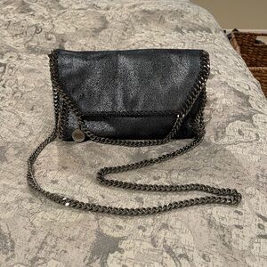 Stella McCartney Falabella Mini Shaggy Deer Crossbody Gray/Blue Color